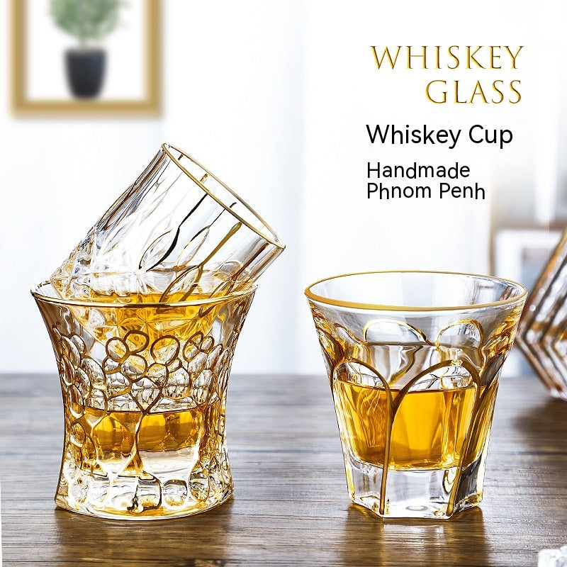 Golden Trim Gold Line Wine Glass Whiskey Decoration Cup