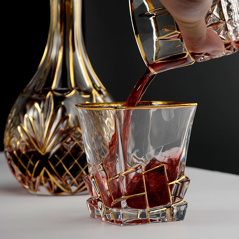 Luxe Gold Crystal Whiskey Glass and Decanter