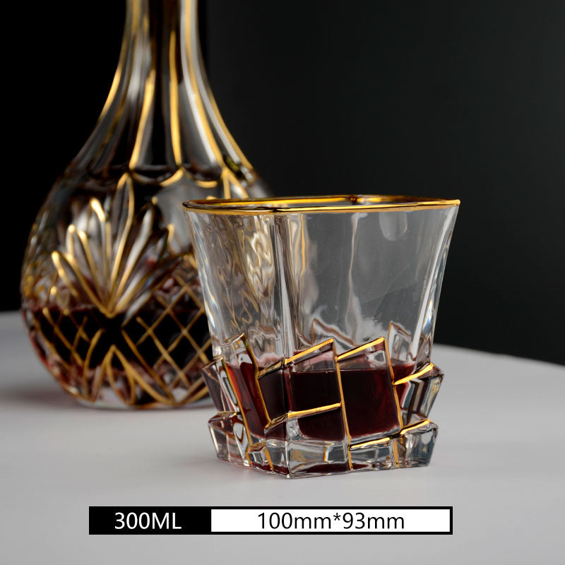 Luxe Gold Crystal Whiskey Glass and Decanter