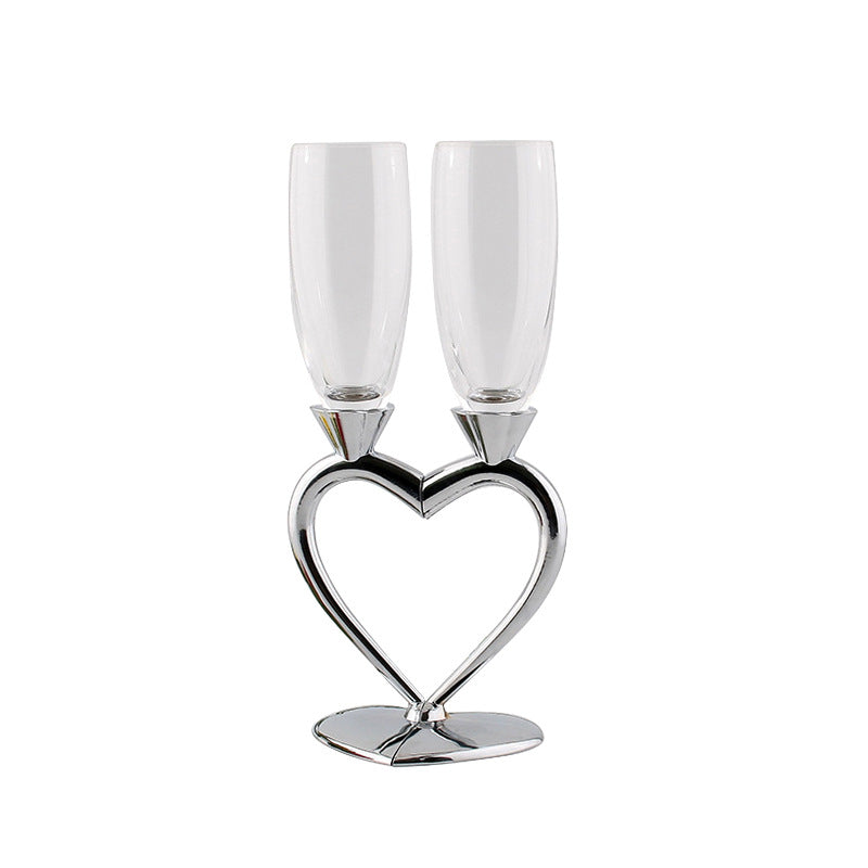 Heart-shaped Crystal Champagne Set Pair Of Glasses