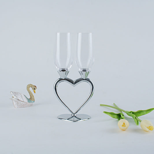 Heart-shaped Crystal Champagne Set Pair Of Glasses