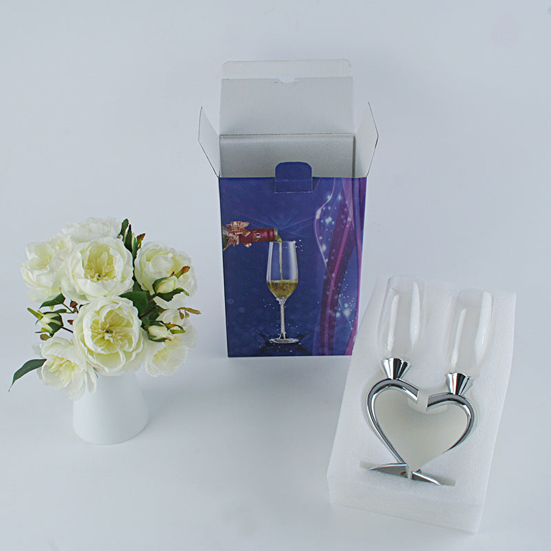 Heart-shaped Crystal Champagne Set Pair Of Glasses