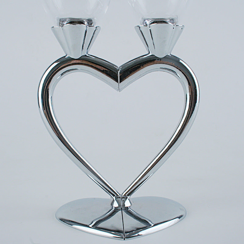 Heart-shaped Crystal Champagne Set Pair Of Glasses