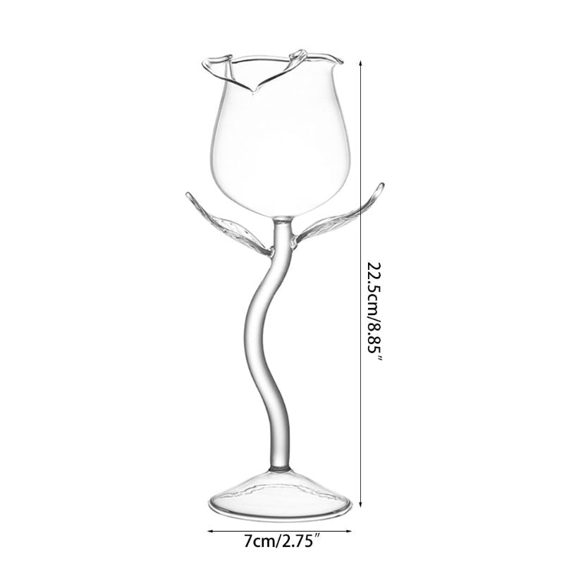 Fancy Red Wine Goblet Wine Cocktail Glasses 100ml Rose Flower Shape Wine Glass Party Barware Drinkware