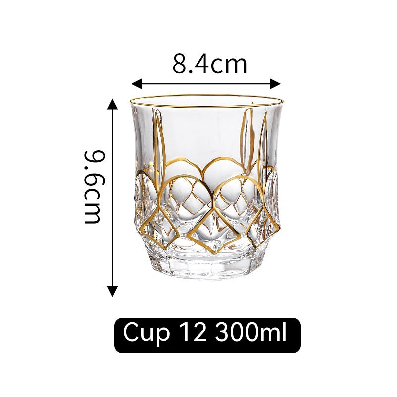 Golden Trim Gold Line Wine Glass Whiskey Decoration Cup