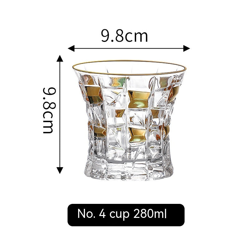 Golden Trim Gold Line Wine Glass Whiskey Decoration Cup