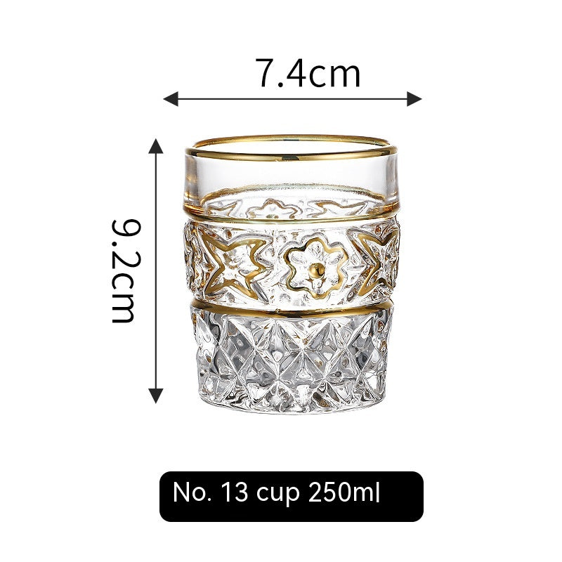 Golden Trim Gold Line Wine Glass Whiskey Decoration Cup