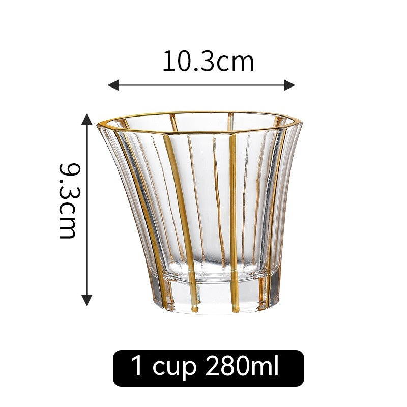 Golden Trim Gold Line Wine Glass Whiskey Decoration Cup