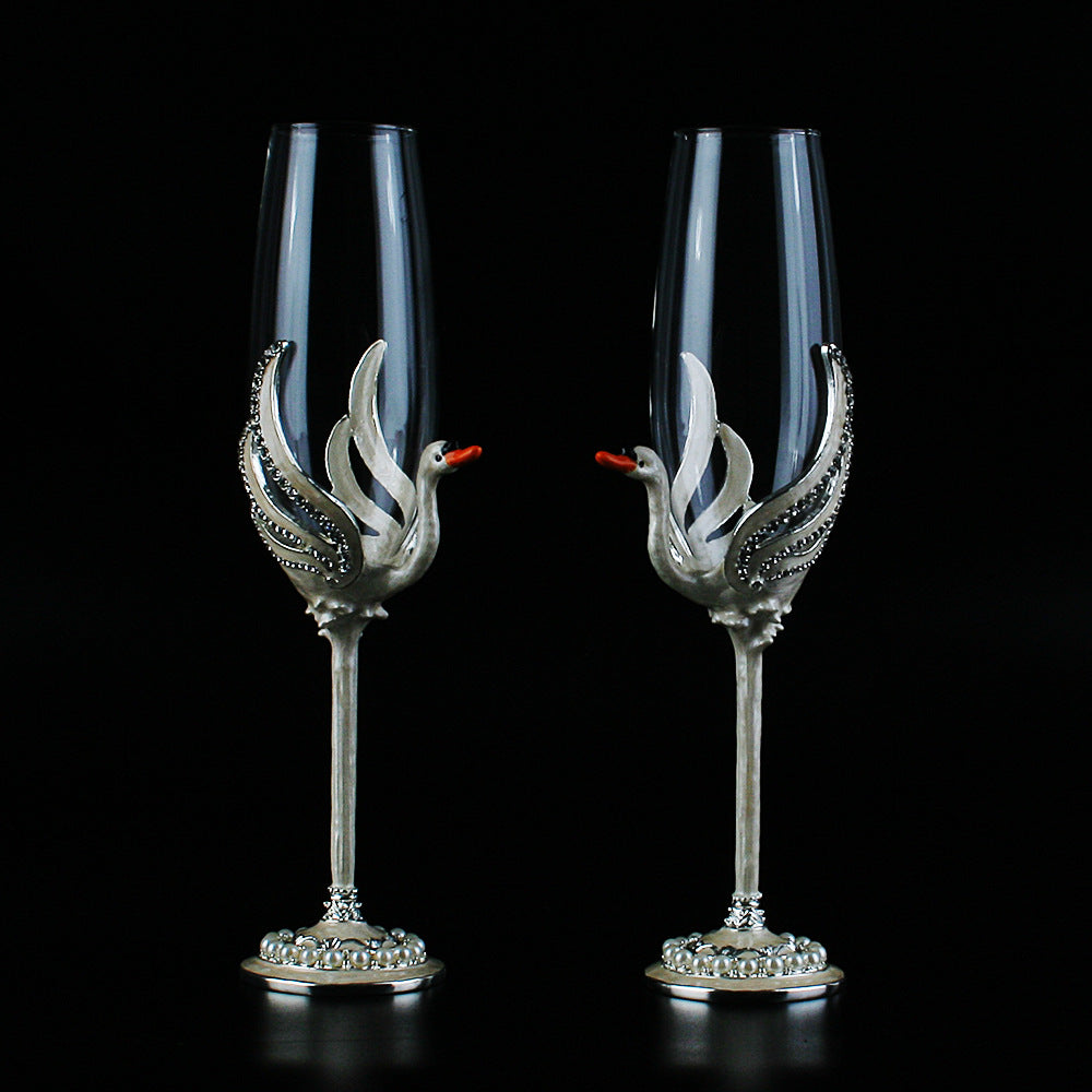 Swan Lake Champagne Flute -Luxe Crystal