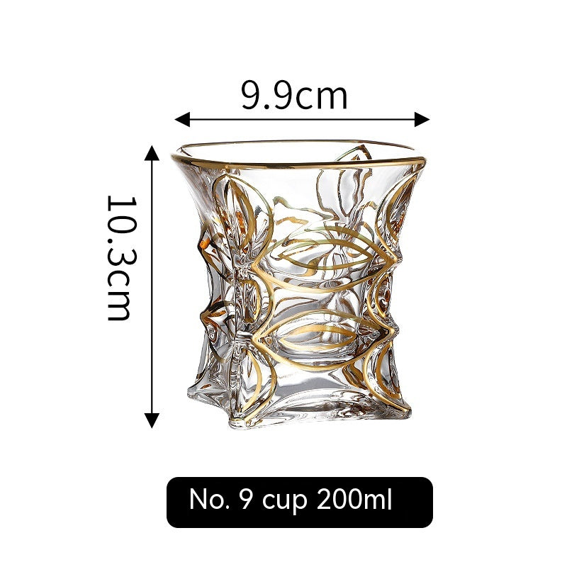 Golden Trim Gold Line Wine Glass Whiskey Decoration Cup