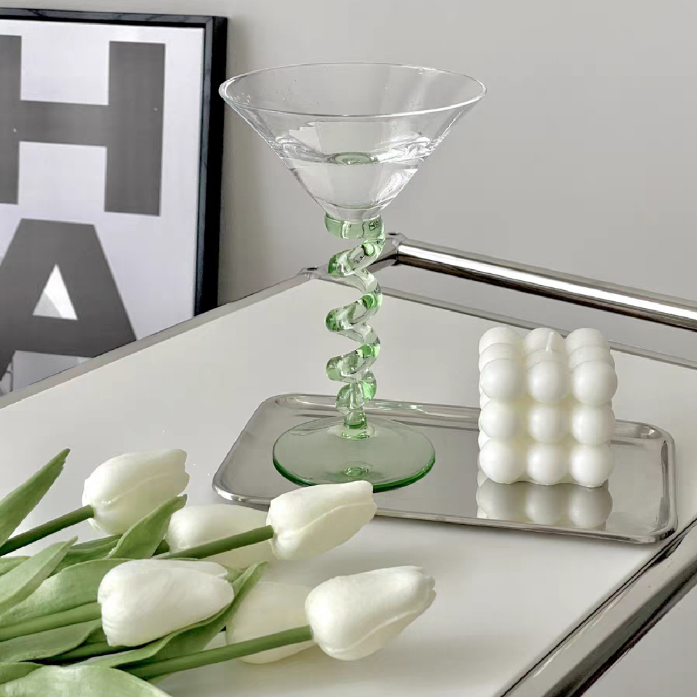 Spiral Stem Martini Glass