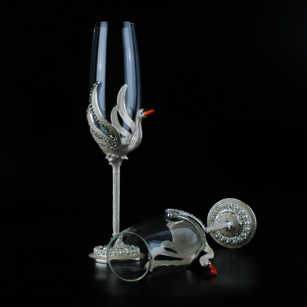 Swan Lake Champagne Flute -Luxe Crystal