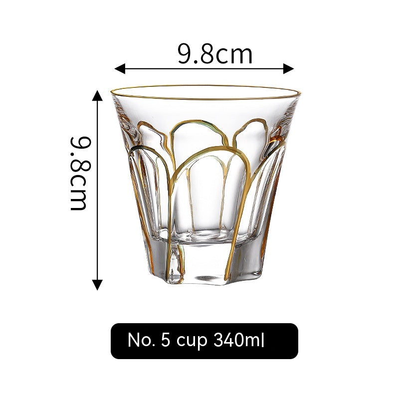 Golden Trim Gold Line Wine Glass Whiskey Decoration Cup