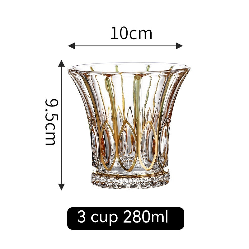 Golden Trim Gold Line Wine Glass Whiskey Decoration Cup