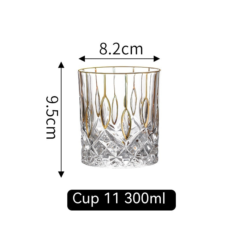 Golden Trim Gold Line Wine Glass Whiskey Decoration Cup